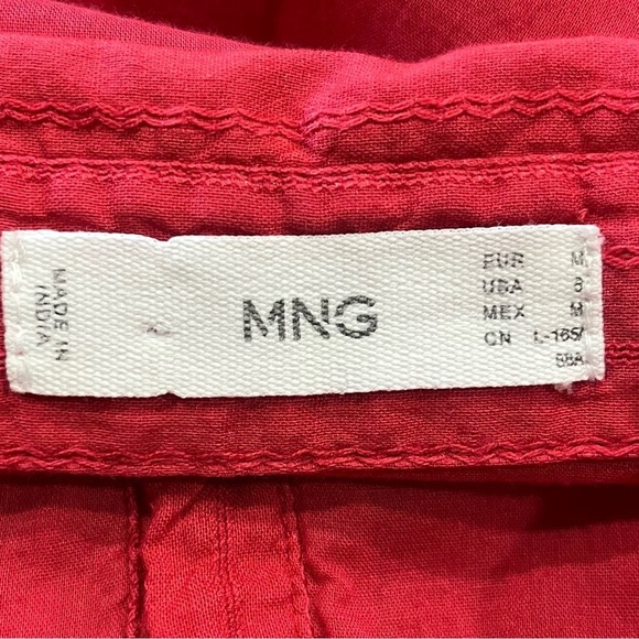 Mango MNG Women’s 6 Red Tiered Maxi Dress Button Front Lightweight Flowy Summer - Picture 10 of 12